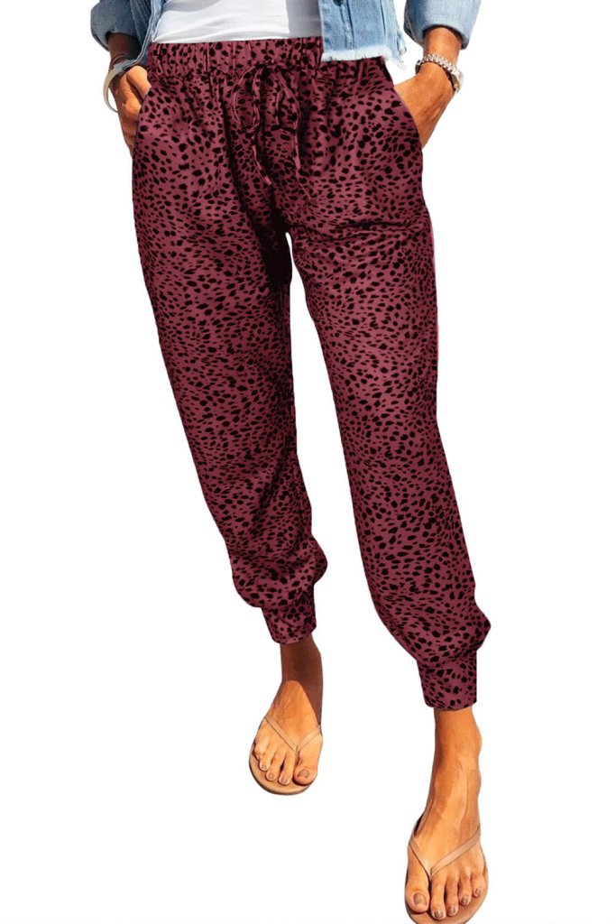 Leopard print joggers with pockets, alternate product image