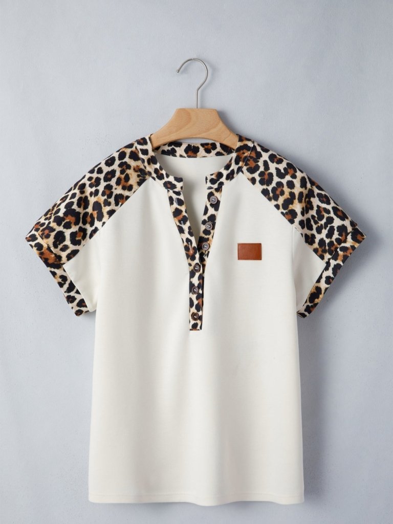 Leopard Print Raglan Sleeve Blouse - Beige by Trendsi from FREYA’S CLOSET