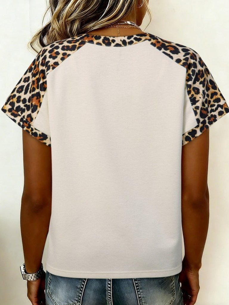 Leopard Print Raglan Sleeve Blouse - Beige by Trendsi from FREYA’S CLOSET