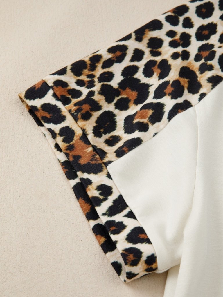 Leopard Print Raglan Sleeve Blouse - Beige by Trendsi from FREYA’S CLOSET