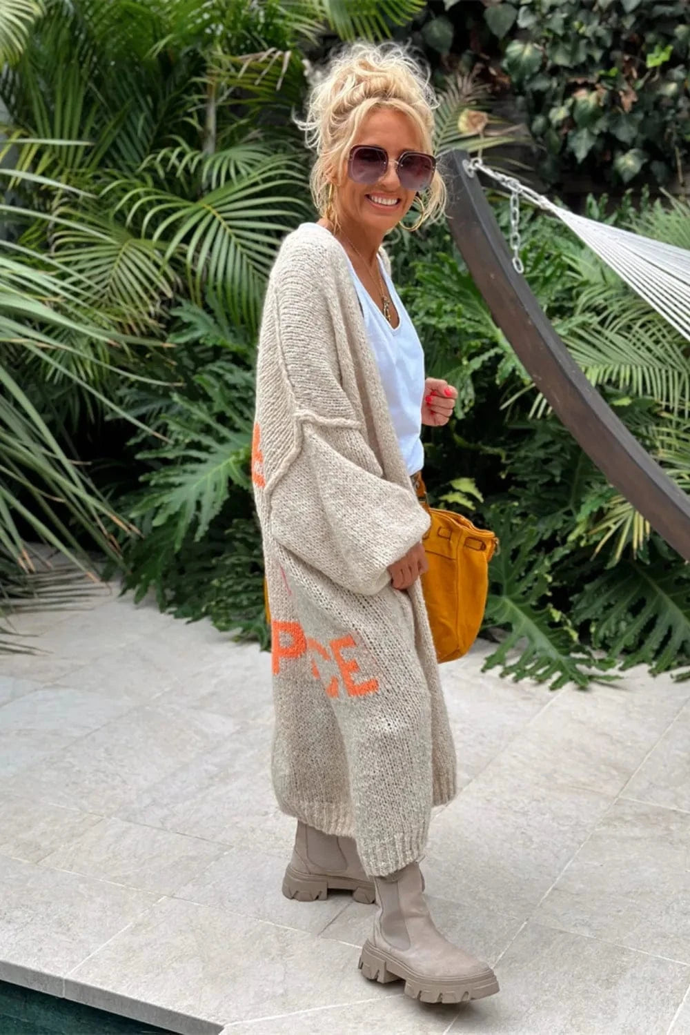Trendsi Letter Dropped Shoulder Long Sleeve Cardigan