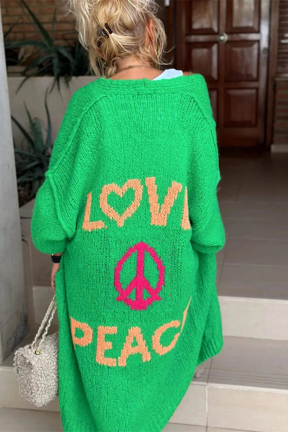 Trendsi Letter Dropped Shoulder Long Sleeve Cardigan