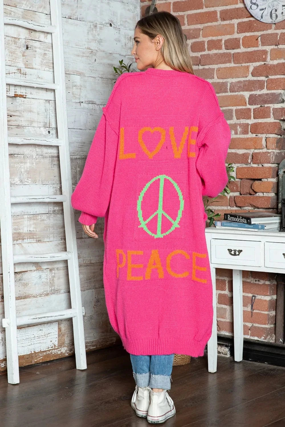 Trendsi Letter Dropped Shoulder Long Sleeve Cardigan