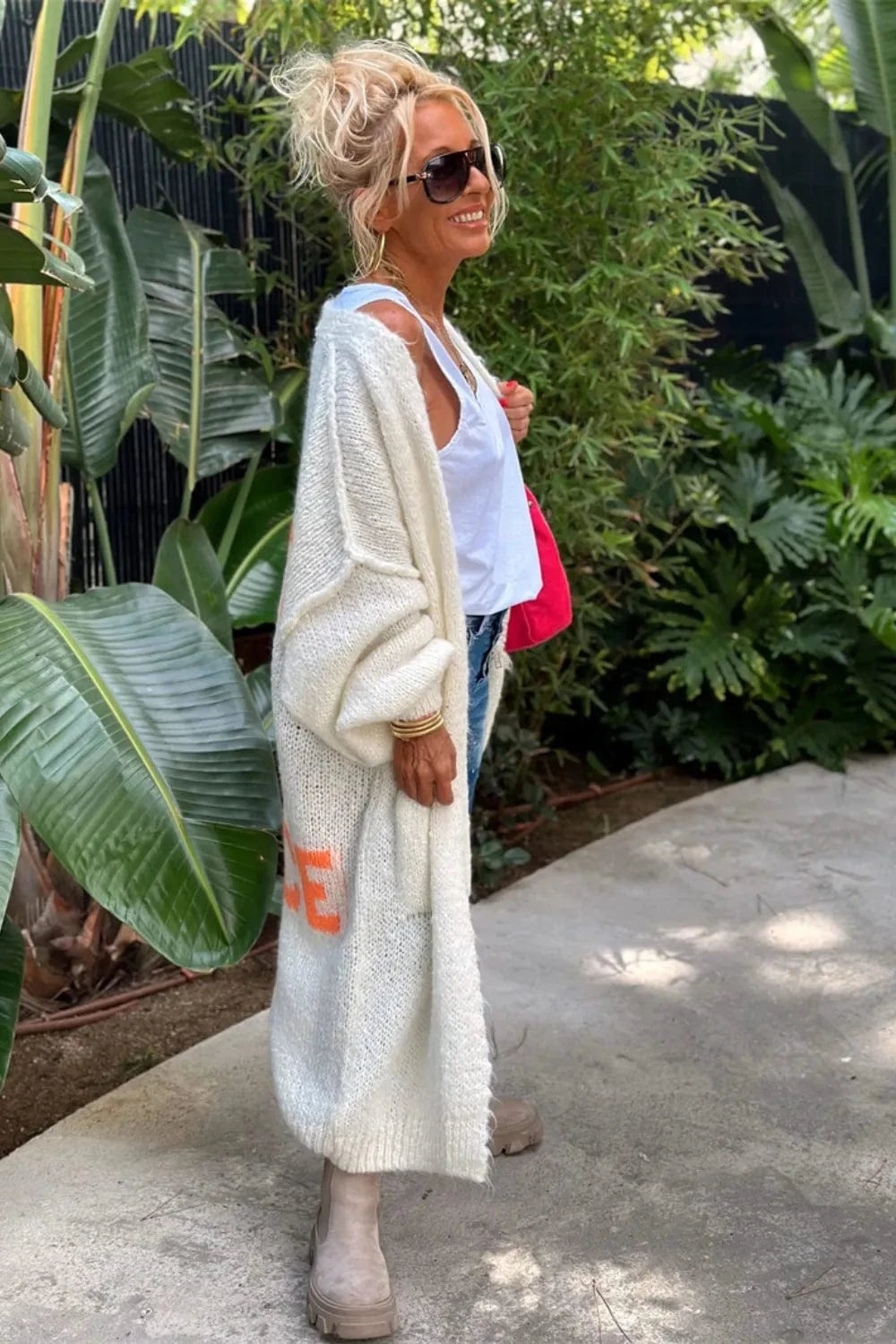 Trendsi Letter Dropped Shoulder Long Sleeve Cardigan
