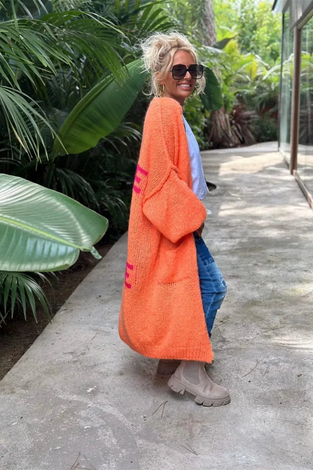 Trendsi Letter Dropped Shoulder Long Sleeve Cardigan