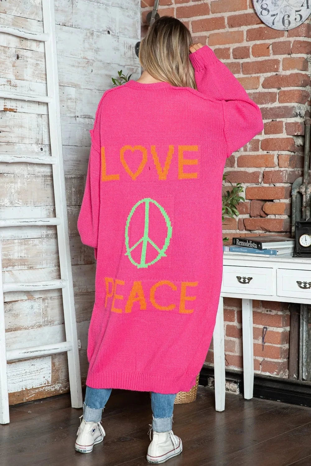 Trendsi Letter Dropped Shoulder Long Sleeve Cardigan