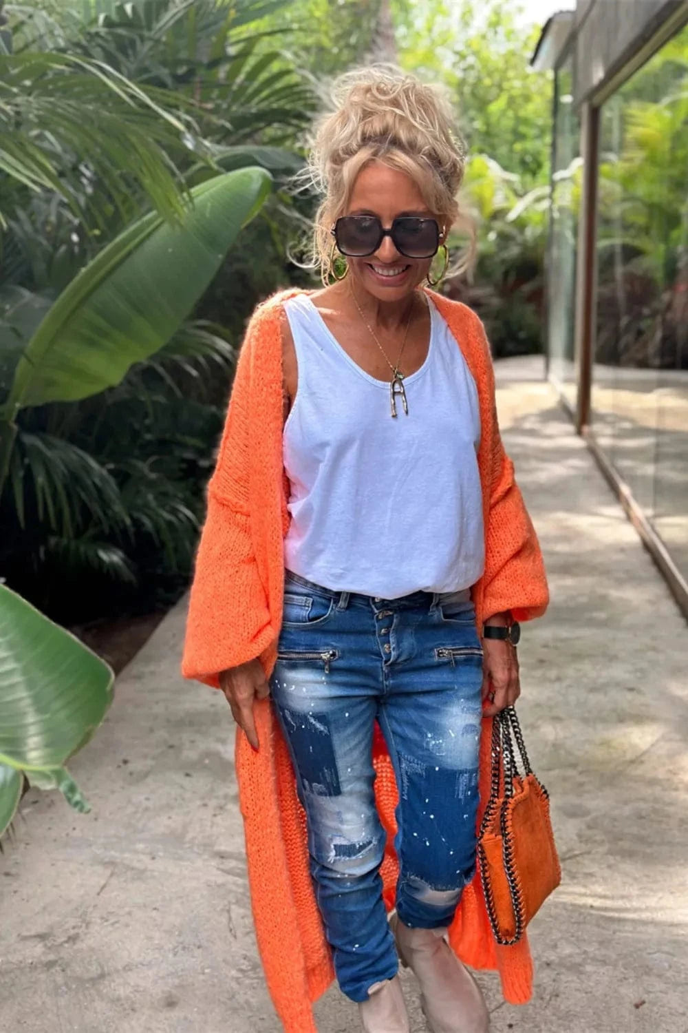 Trendsi Letter Dropped Shoulder Long Sleeve Cardigan