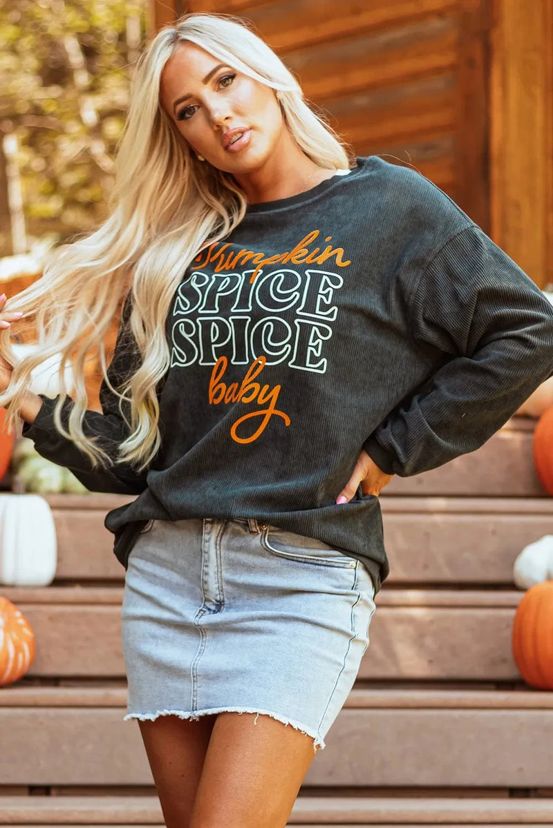 Trendsi Letter Graphic Round Neck Long Sleeve Sweatshirt
