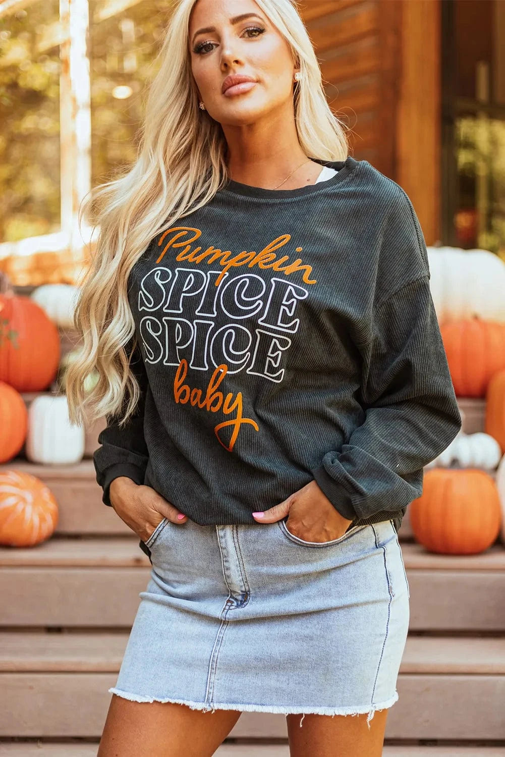 Trendsi Letter Graphic Round Neck Long Sleeve Sweatshirt