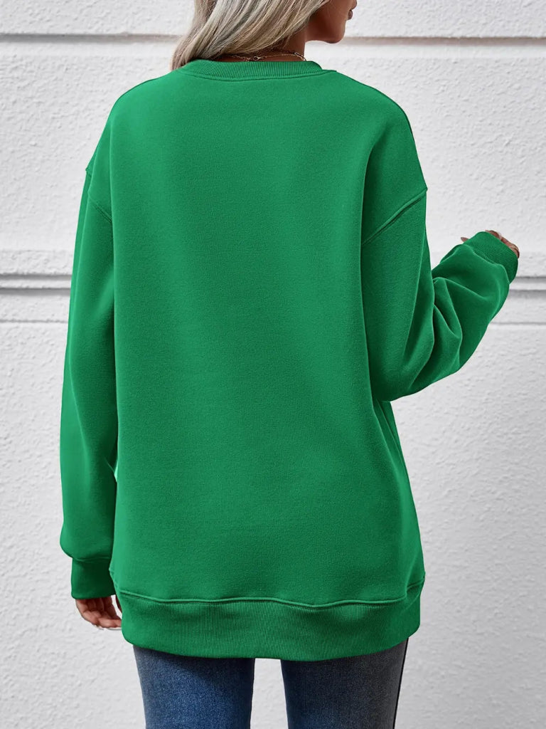Letter Graphic Sweatshirt - Green by Trendsi from FREYA’S CLOSET