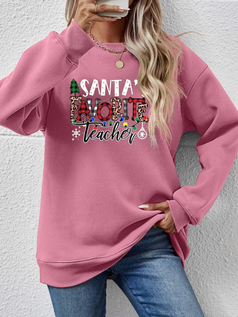Letter Graphic Sweatshirt - Moonlit Mauve by Trendsi from FREYA’S CLOSET