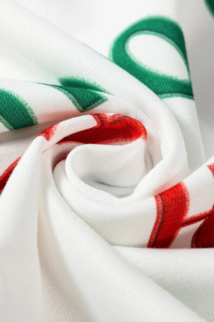 Letter Print Round Neck Long Sleeve Top and Shorts Set - White by Trendsi from FREYA’S CLOSET