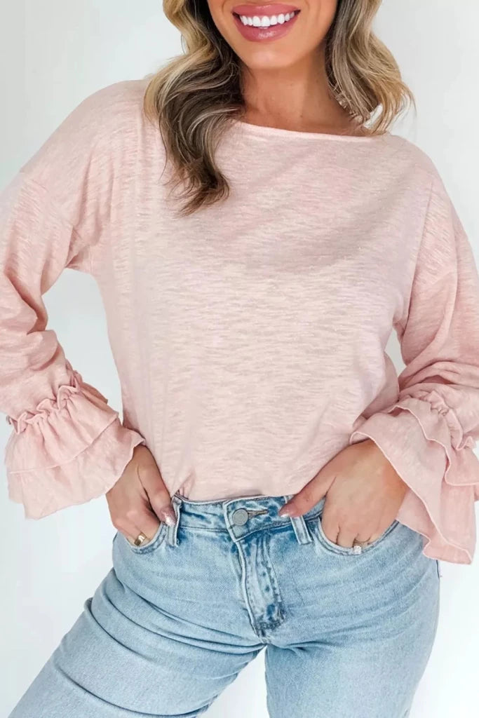 Long sleeve ruffle cuff top
