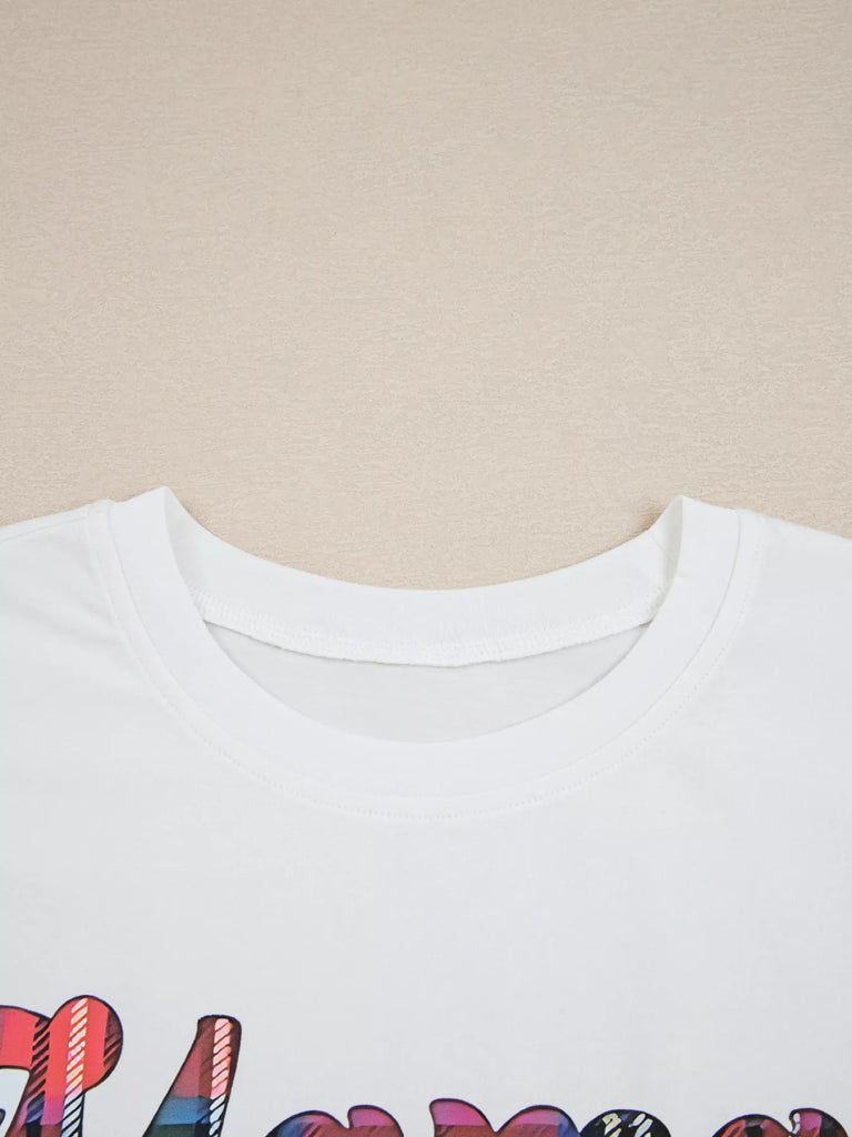 Mama Claus Plaid Letter Tee and Nutcracker Shorts 2pcs Lounge Set - White by Trendsi from FREYA’S CLOSET