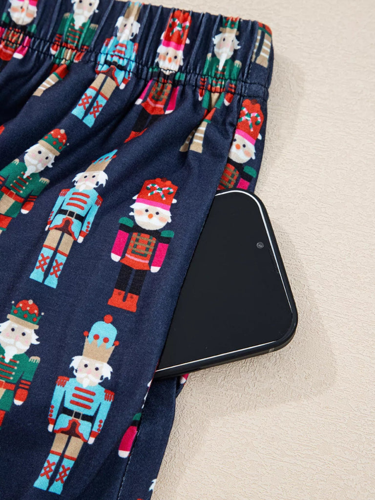 Mama Claus Plaid Letter Tee and Nutcracker Shorts 2pcs Lounge Set - White by Trendsi from FREYA’S CLOSET