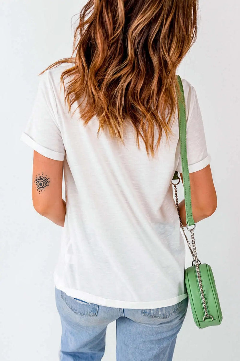 Trendsi Shirts and Blouses MAMA Round Neck Short Sleeve T-Shirt
