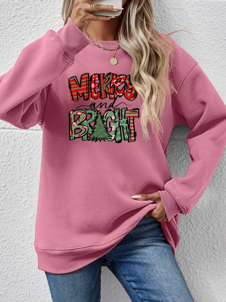 MERRY AND BRIGHT Long Sleeve Sweatshirt - Moonlit Mauve by Trendsi from FREYA’S CLOSET