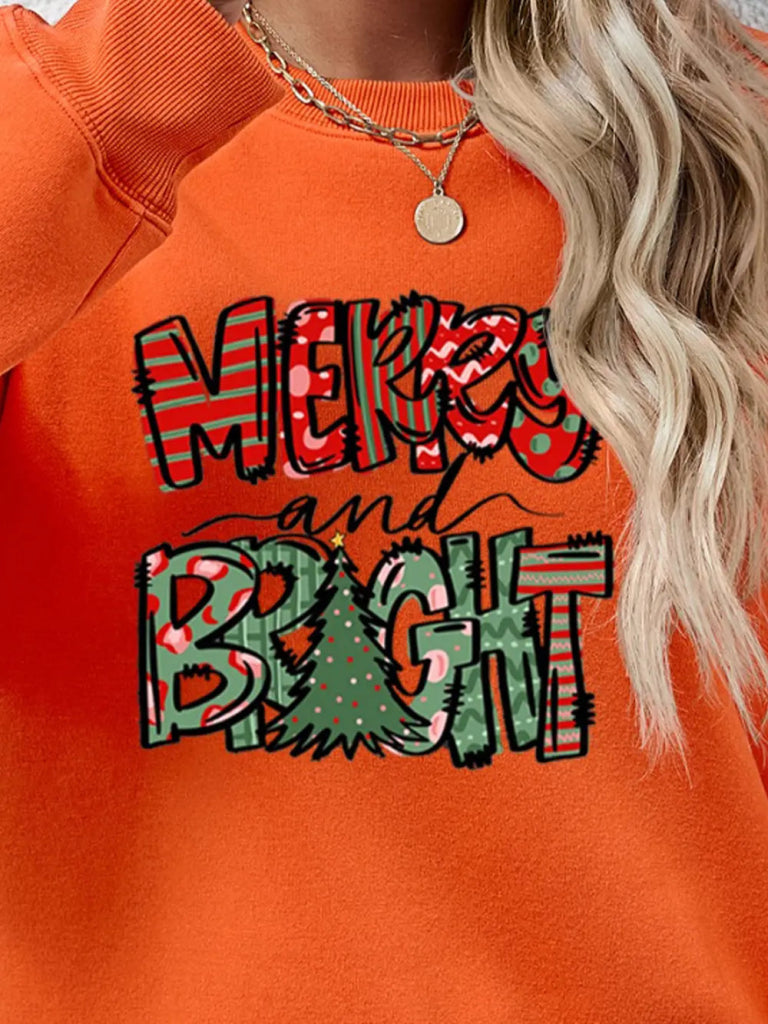 MERRY AND BRIGHT Long Sleeve Sweatshirt - Pumpkin by Trendsi from FREYA’S CLOSET
