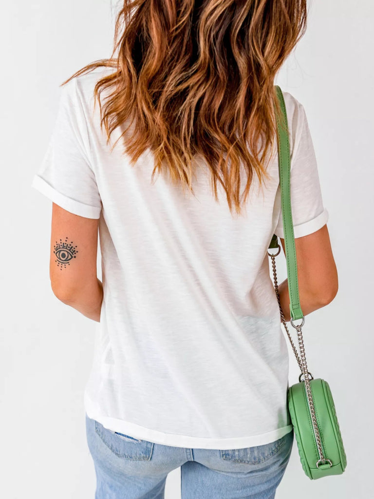 Merry & Bright Floral Christmas Tree Graphic T Shirt - White by Trendsi from FREYA’S CLOSET