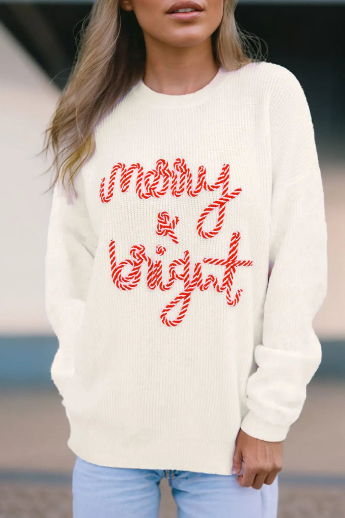 MERRY & BRIGHT Round Neck Sweater - Ivory by Trendsi from FREYA’S CLOSET