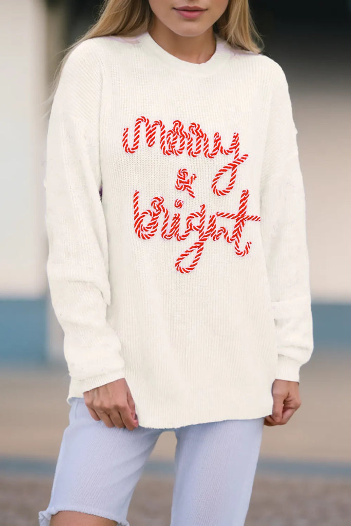 MERRY & BRIGHT Round Neck Sweater - Ivory by Trendsi from FREYA’S CLOSET