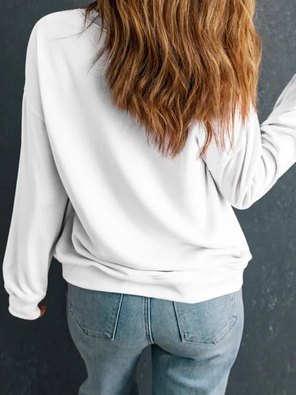 MERRY CHRISTMAS Contrast Long Sleeve Sweatshirt - White by Trendsi from FREYA’S CLOSET