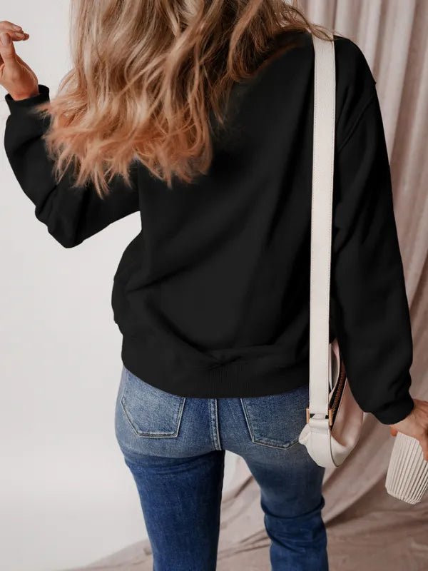 MERRY CHRISTMAS Dropped Shoulder Long Sleeve Sweatshirt - Black by Trendsi from FREYA’S CLOSET