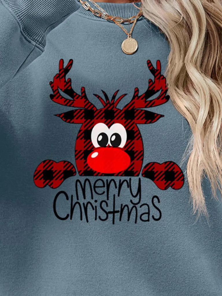 MERRY CHRISTMAS Graphic Sweatshirt - Air Force Blue by Trendsi from FREYA’S CLOSET