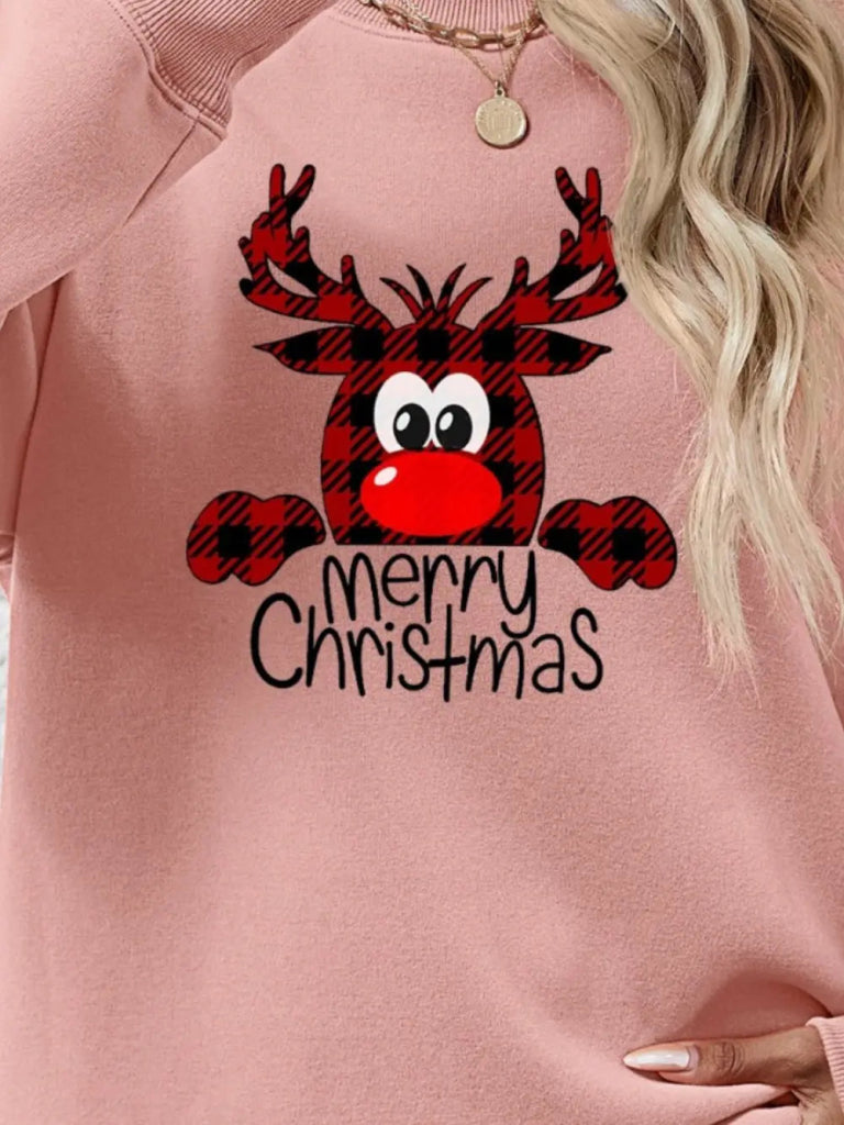 MERRY CHRISTMAS Graphic Sweatshirt - Blush Pink by Trendsi from FREYA’S CLOSET