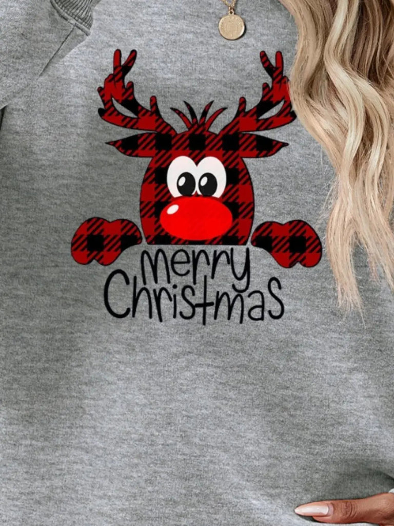 MERRY CHRISTMAS Graphic Sweatshirt - Charcoal by Trendsi from FREYA’S CLOSET