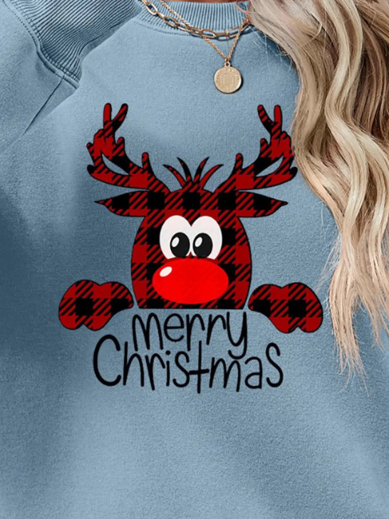 MERRY CHRISTMAS Graphic Sweatshirt - Misty Blue by Trendsi from FREYA’S CLOSET