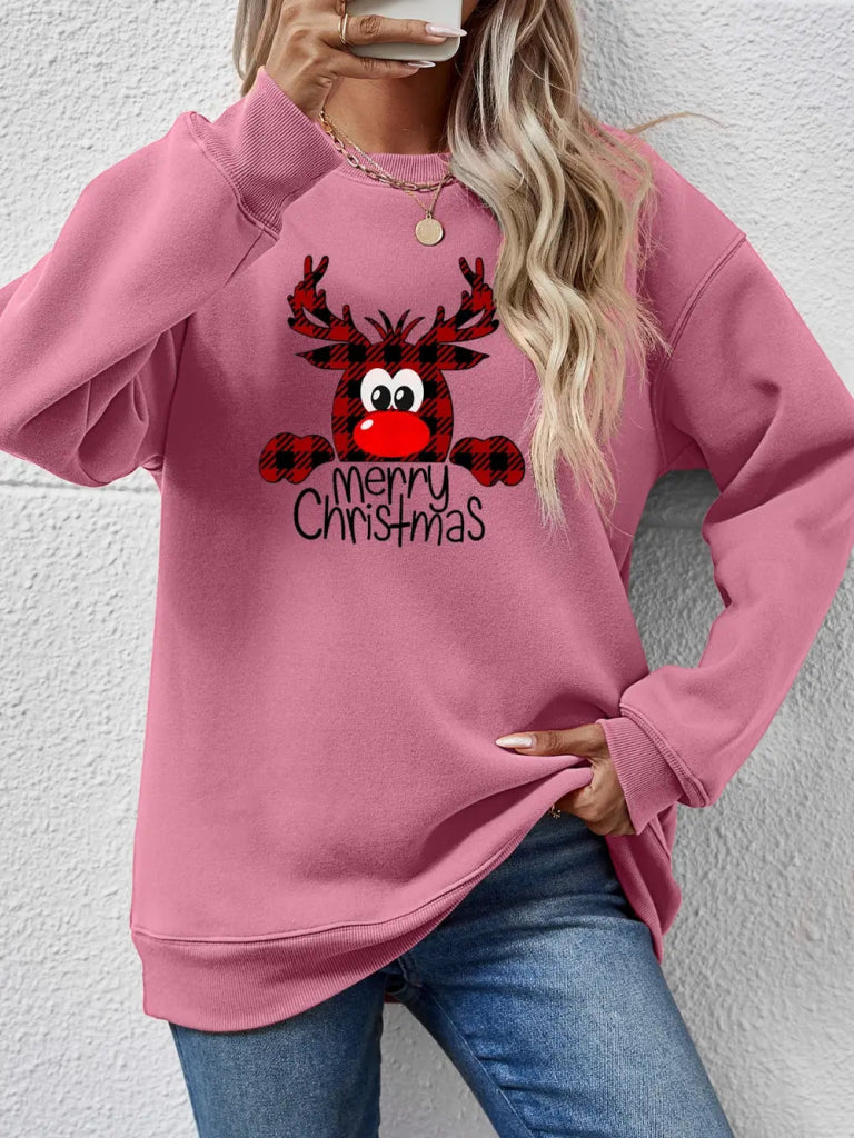 MERRY CHRISTMAS Graphic Sweatshirt - Moonlit Mauve by Trendsi from FREYA’S CLOSET