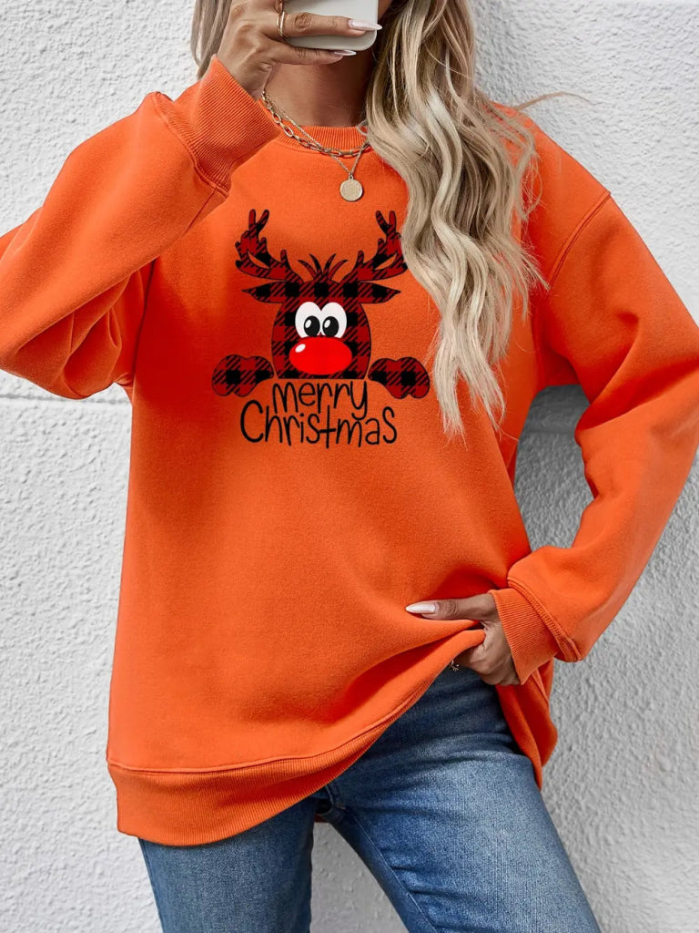 MERRY CHRISTMAS Graphic Sweatshirt - Pumpkin by Trendsi from FREYA’S CLOSET