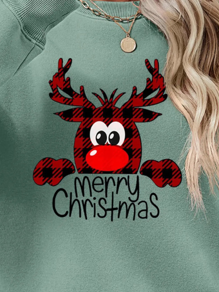 MERRY CHRISTMAS Graphic Sweatshirt - Sage by Trendsi from FREYA’S CLOSET