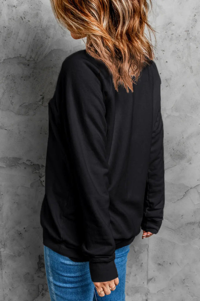 MERRY CHRISTMAS Long Sleeve Sweatshirt - Black by Trendsi from FREYA’S CLOSET