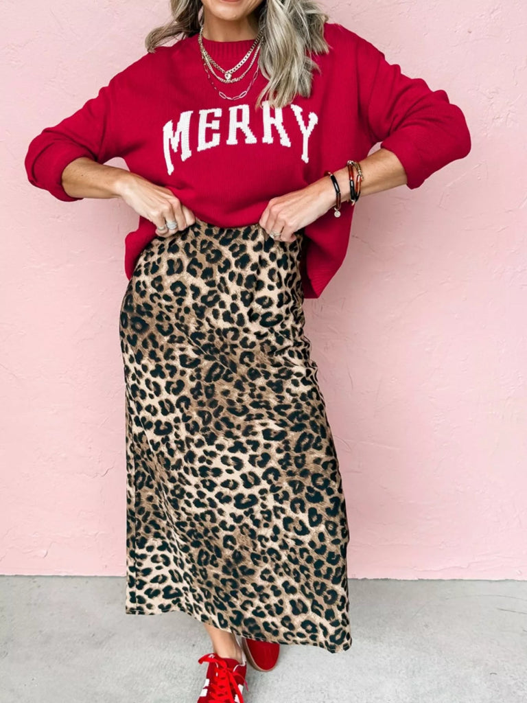 MERRY Letter Pattern Christmas Baggy Sweater - Deep Red by Trendsi from FREYA’S CLOSET