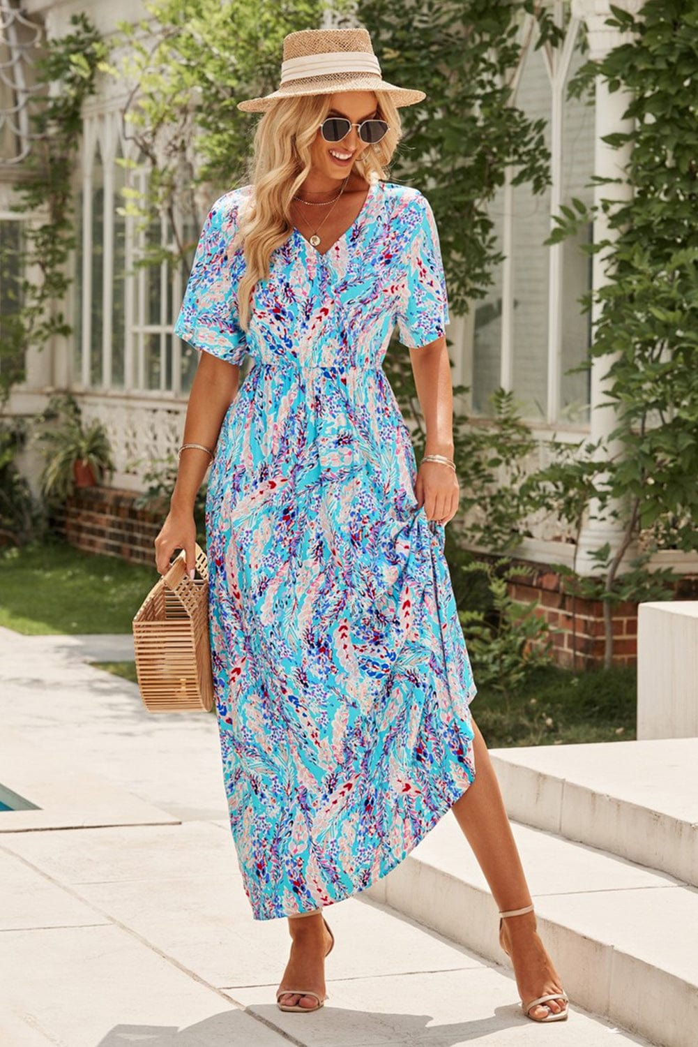 Trendsi Multicolored V-Neck Maxi Dress