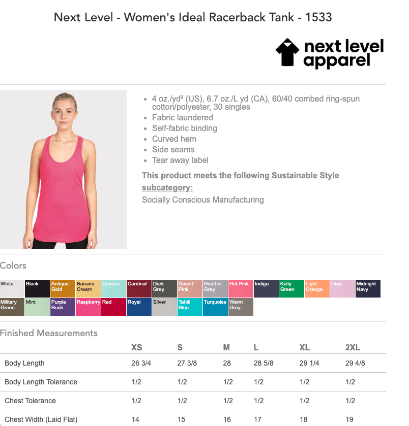Next Level Ladies' Ideal Racerback Tank | N1533 - M by Total Apparel from FREYA’S CLOSET