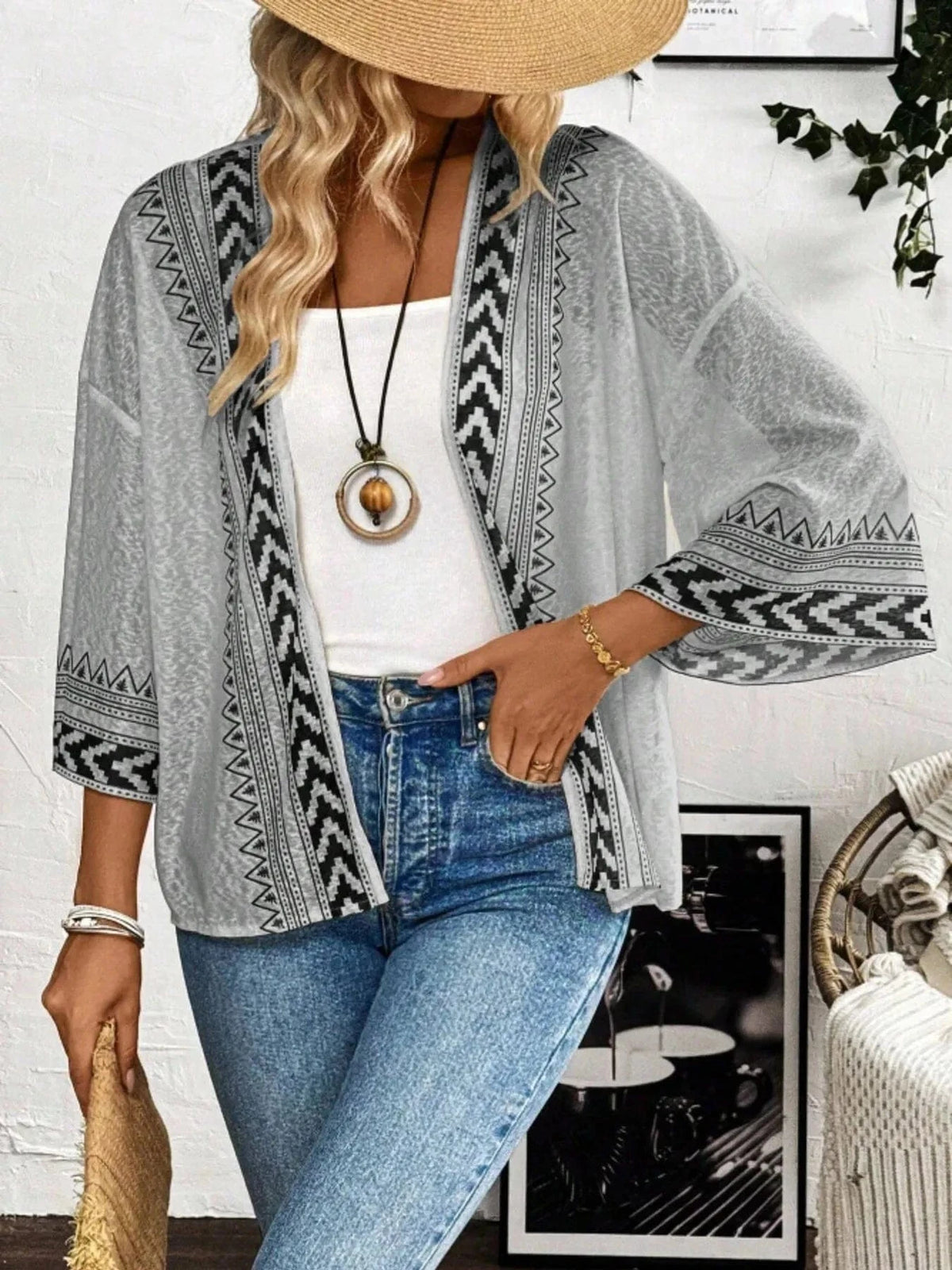 Trendsi Open Front Kimono Cardigan