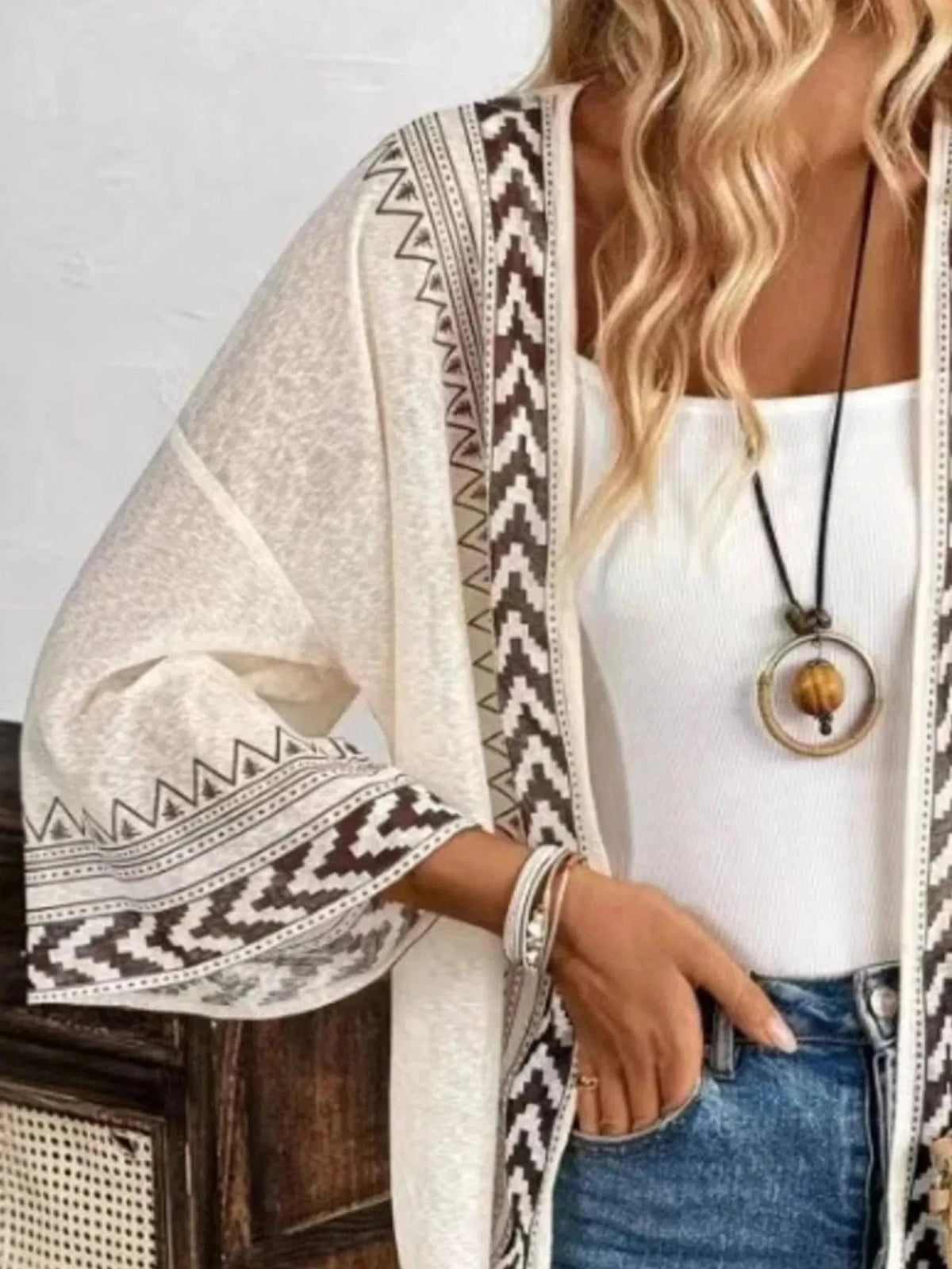 Trendsi Open Front Kimono Cardigan