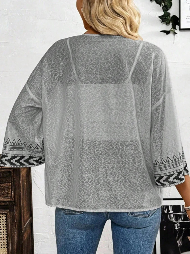 Open Front Kimono Cardigan - Light Gray by Trendsi from FREYA’S CLOSET