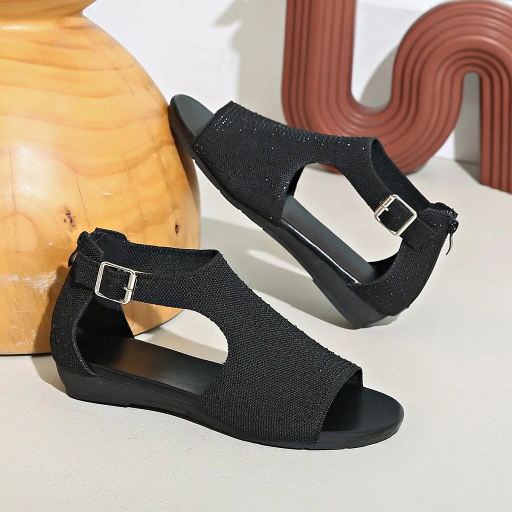 Open Toe Wedge Sandals - Black by Trendsi from FREYA’S CLOSET