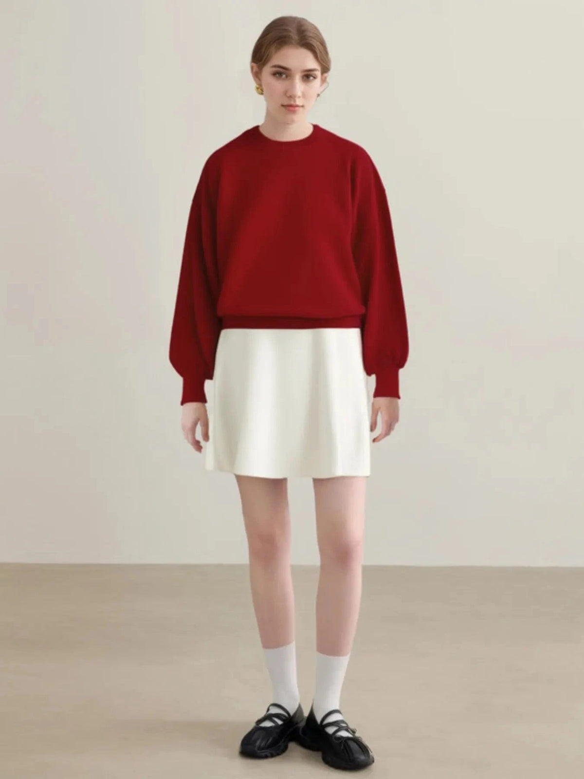 Trendsi Oversized Round Neck Long Sleeve Knit Top
