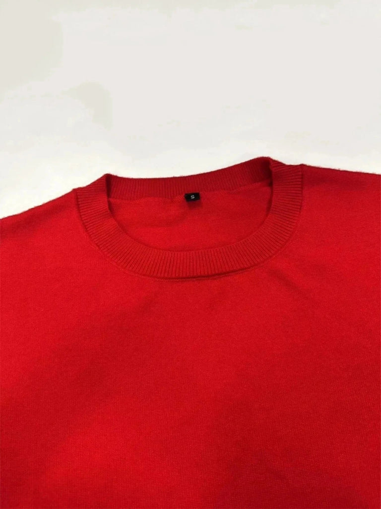 Oversized Round Neck Long Sleeve Knit Top - Scarlet by Trendsi from FREYA’S CLOSET