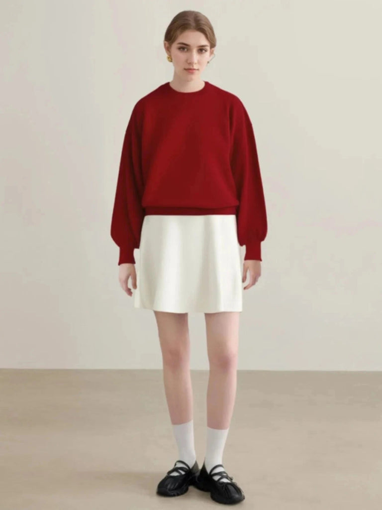 Oversized Round Neck Long Sleeve Knit Top - Scarlet by Trendsi from FREYA’S CLOSET