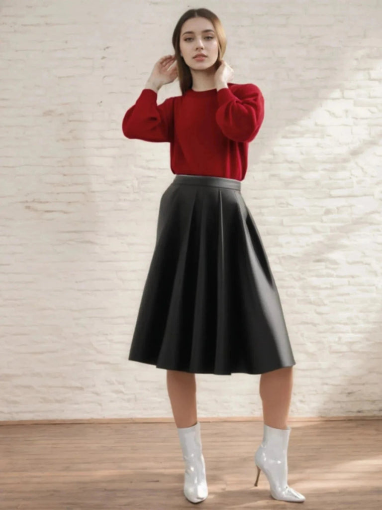 Oversized Round Neck Long Sleeve Knit Top - Scarlet by Trendsi from FREYA’S CLOSET