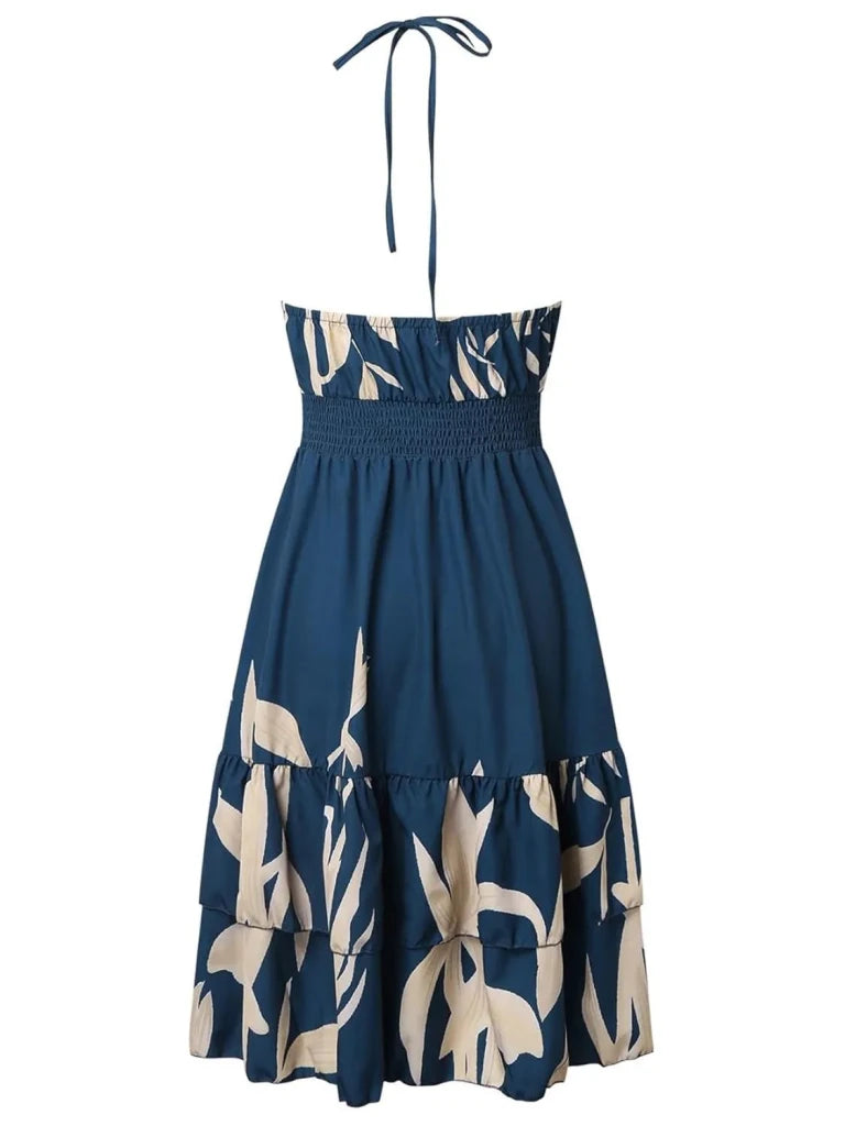 Paisley Print Halter Neck Mini Dress - Dark Blue by Trendsi from FREYA’S CLOSET