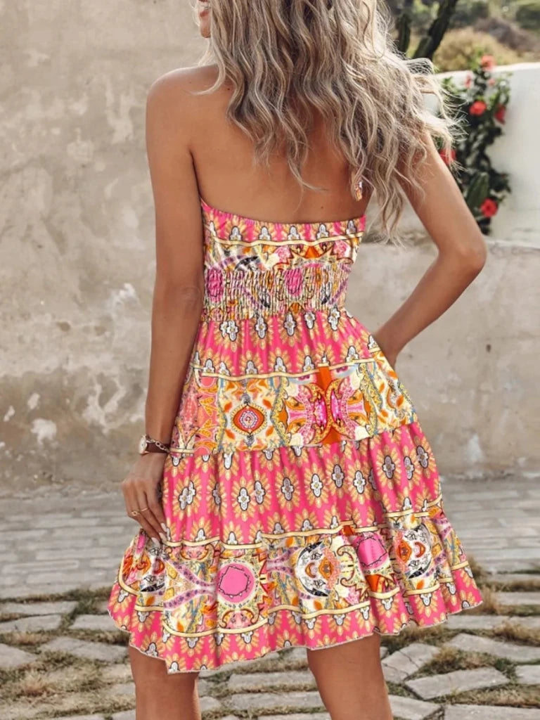 Paisley Print Halter Neck Mini Dress - Pink by Trendsi from FREYA’S CLOSET