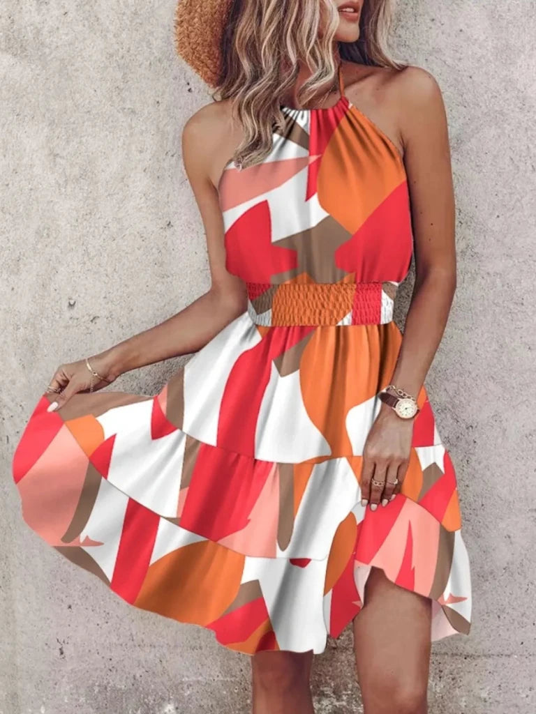 Paisley Print Halter Neck Mini Dress - Three Colors by Trendsi from FREYA’S CLOSET