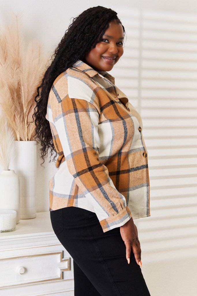 Perfee Plaid Print Dropped Shoulder Shirt - Plaid by Trendsi from FREYA’S CLOSET